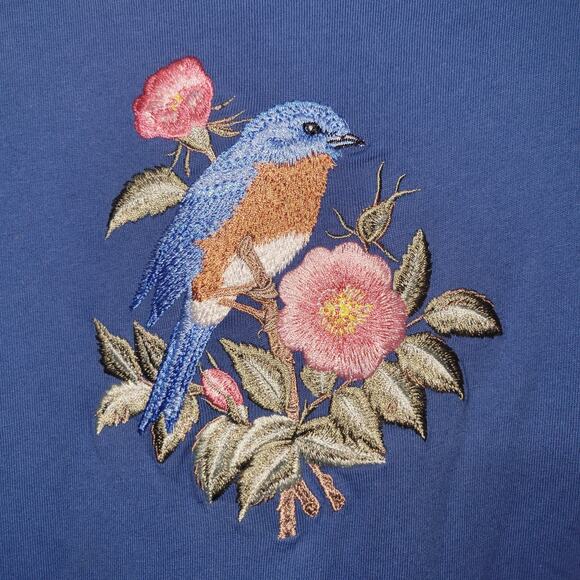 Vintage National Wildlife Blue Bird Colonial Blue Shift Dress XL Pockets Cotton - Picture 5 of 9
